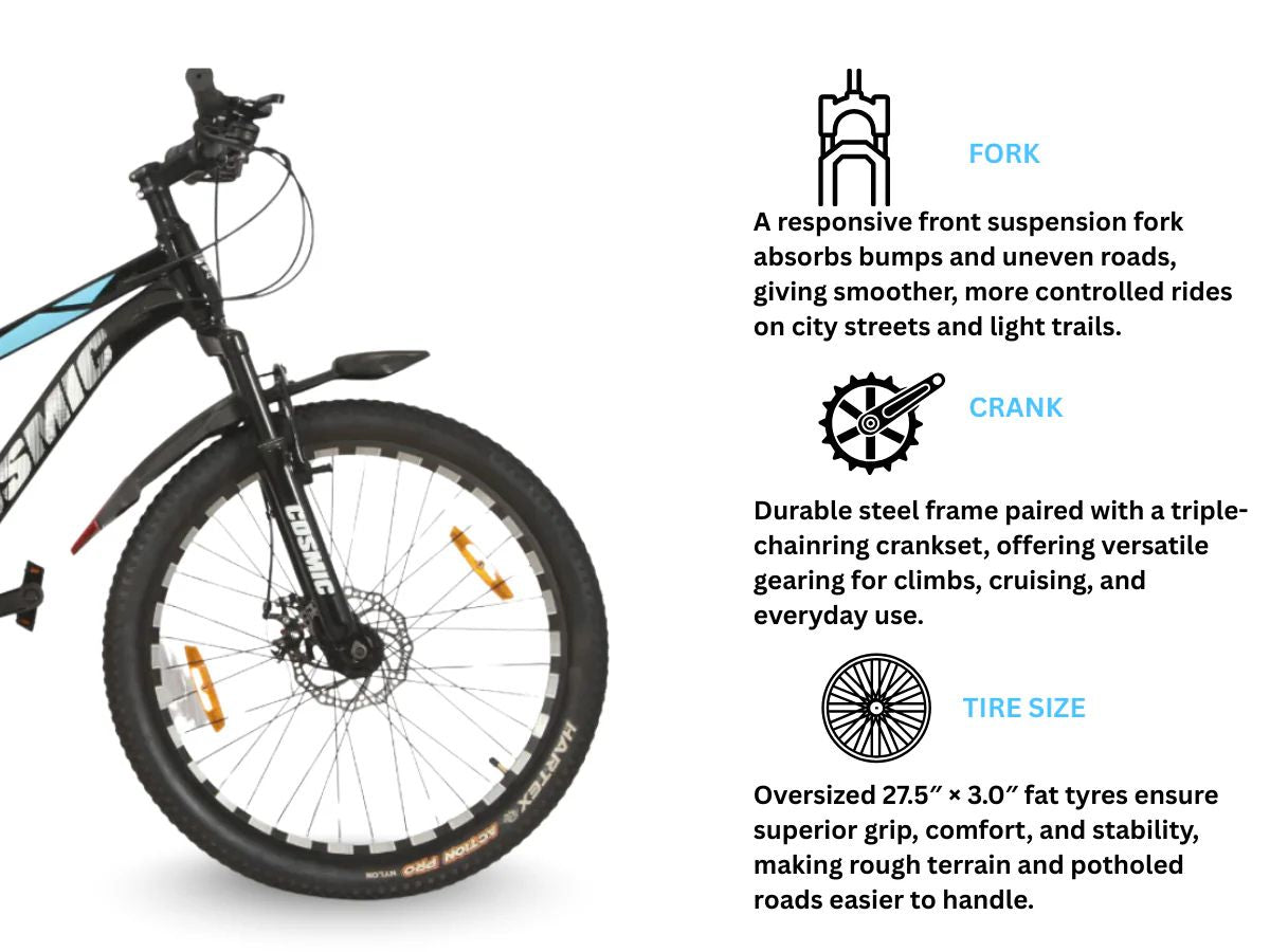 Cosmic 27.5 Troy 21-Speed FS D/Disc Bicycle