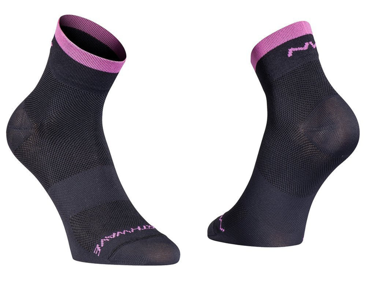 Northwave Origin Mid Socks - Black/Fuchsia