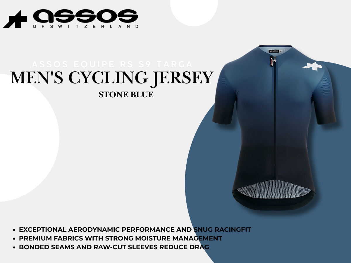 Assos Equipe RS S9 TARGA Men's Cycling Jersey - Stone Blue Text Review