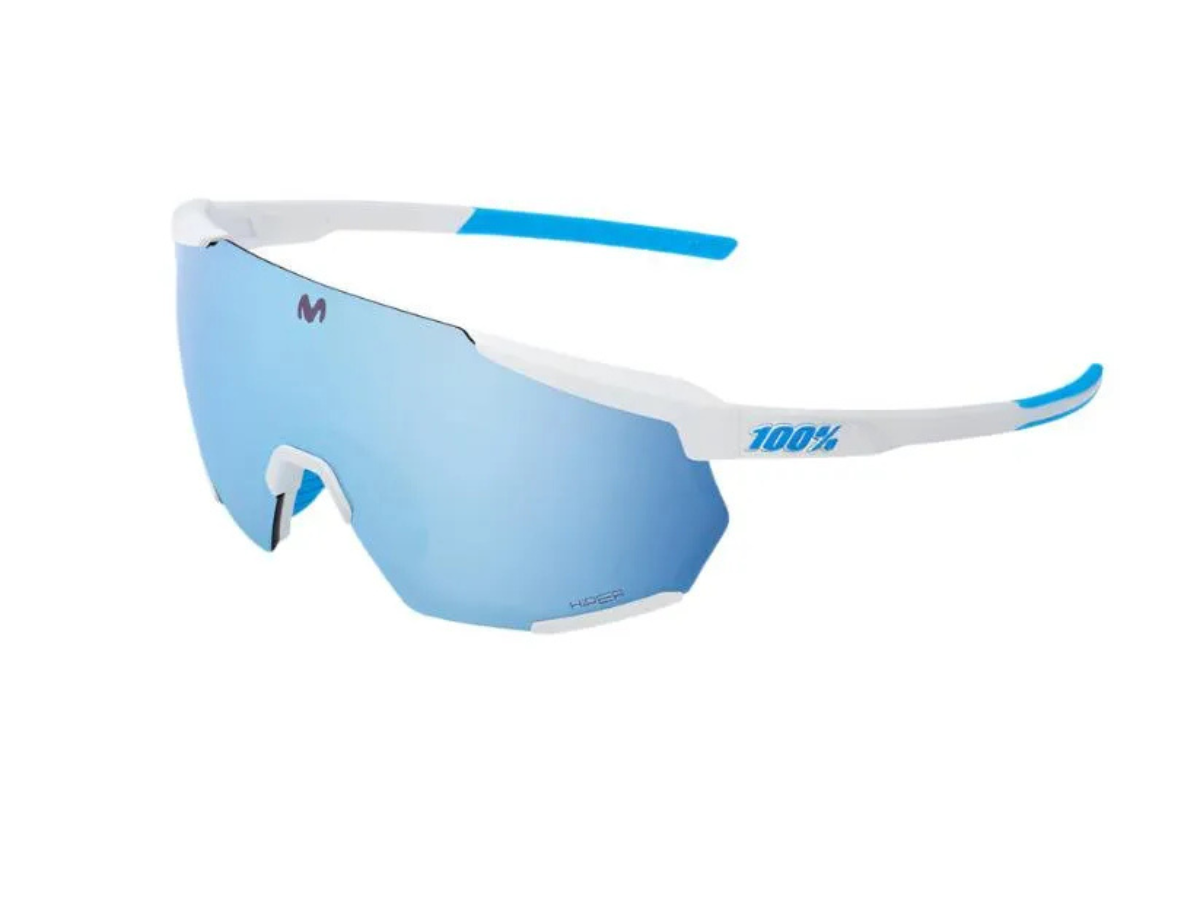 100% RACETRAP 3.0 - Movistar Team White - HiPER Blue Multilayer Mirror Lens