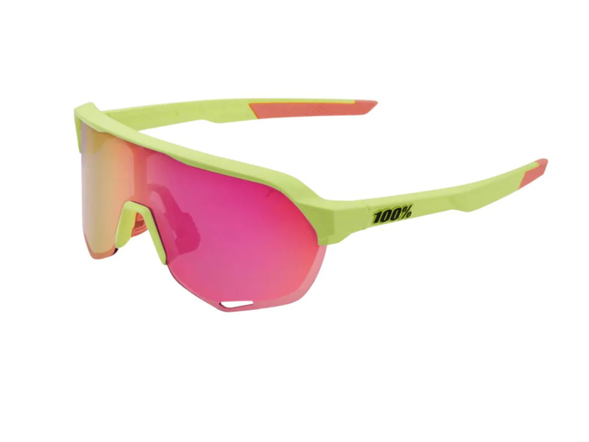 100% S2 - Matte Washed Out Neon Yellow - Purple Multilayer Mirror Lens