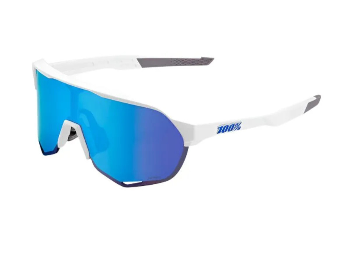 100% S2 - Matte White - HiPER Blue Multilayer Mirror Lens