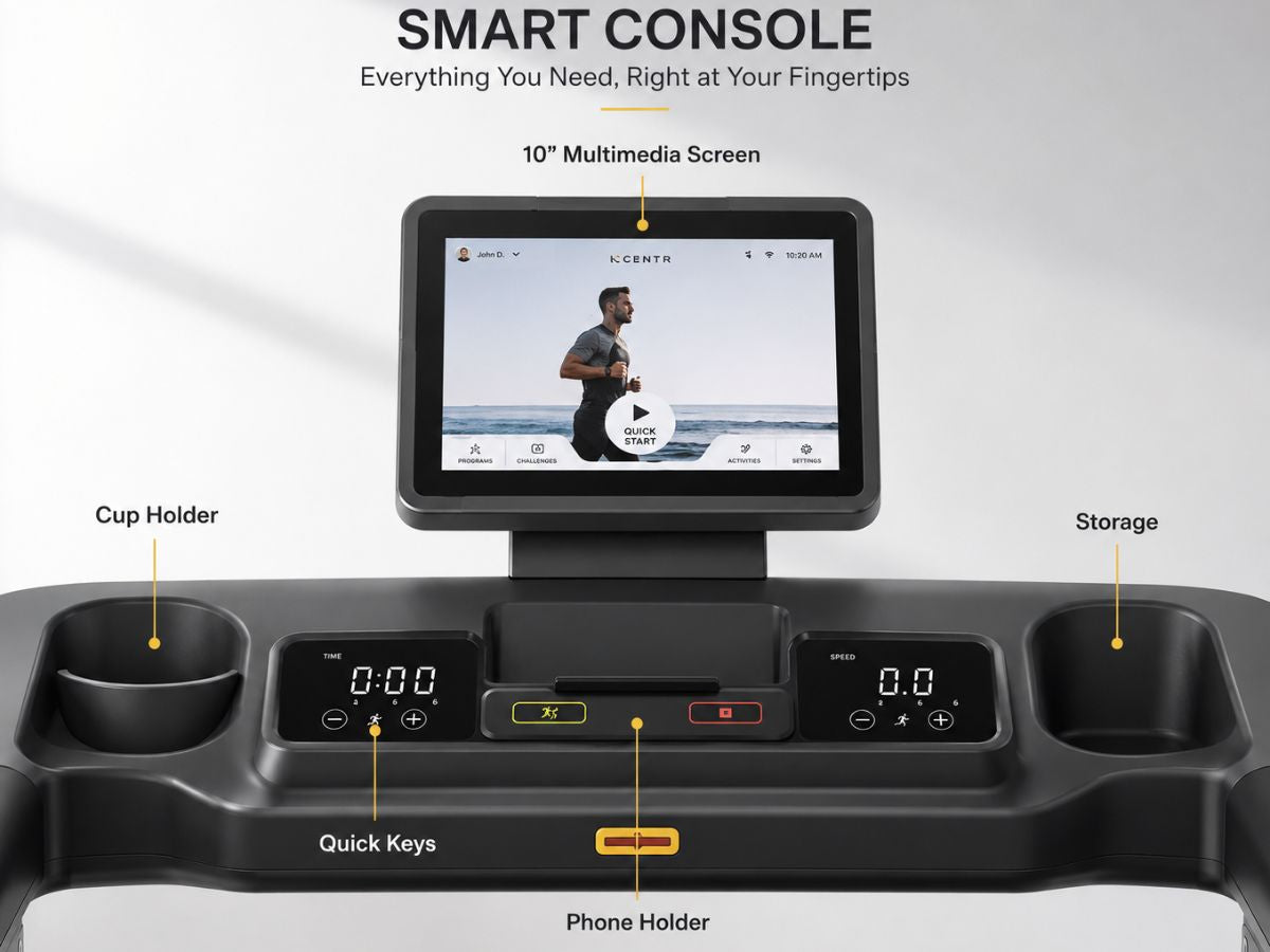 Inspire Series T4s Treadmill with 10 inch Touchscreen - 220V