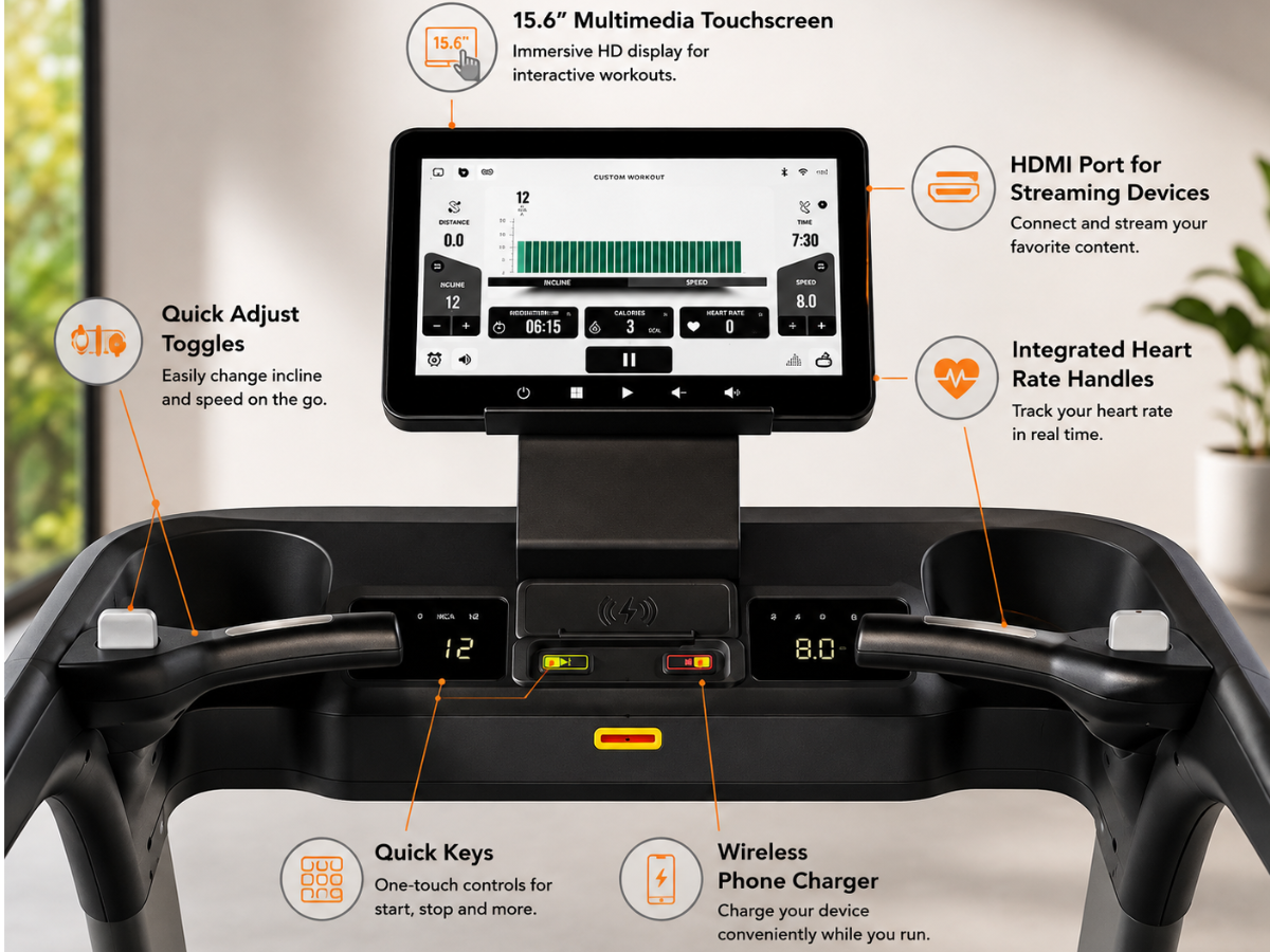 Inspire Series T7s Treadmill with 15.6 inch Touchscreen - 220V