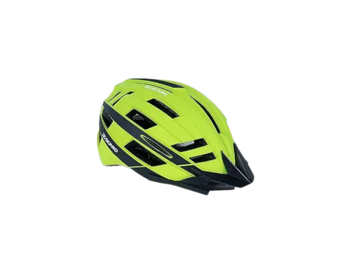 ZAKPRO MTB Inmold Cycling Helmet with rear LED flicker lights – Uphill series (Fluorescent Green)