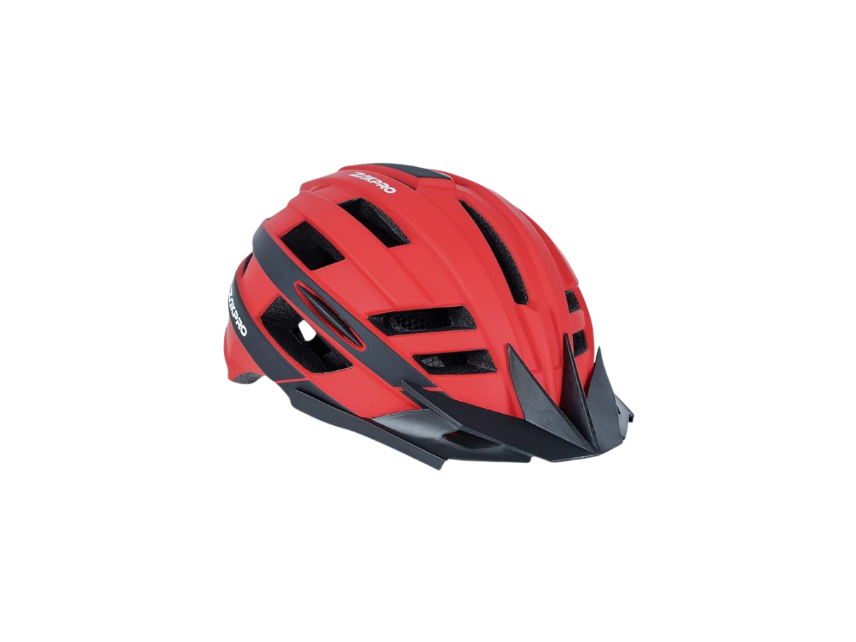 ZAKPRO MTB Inmold Cycling Helmet with rear LED flicker lights – Uphill series (Red-Large)