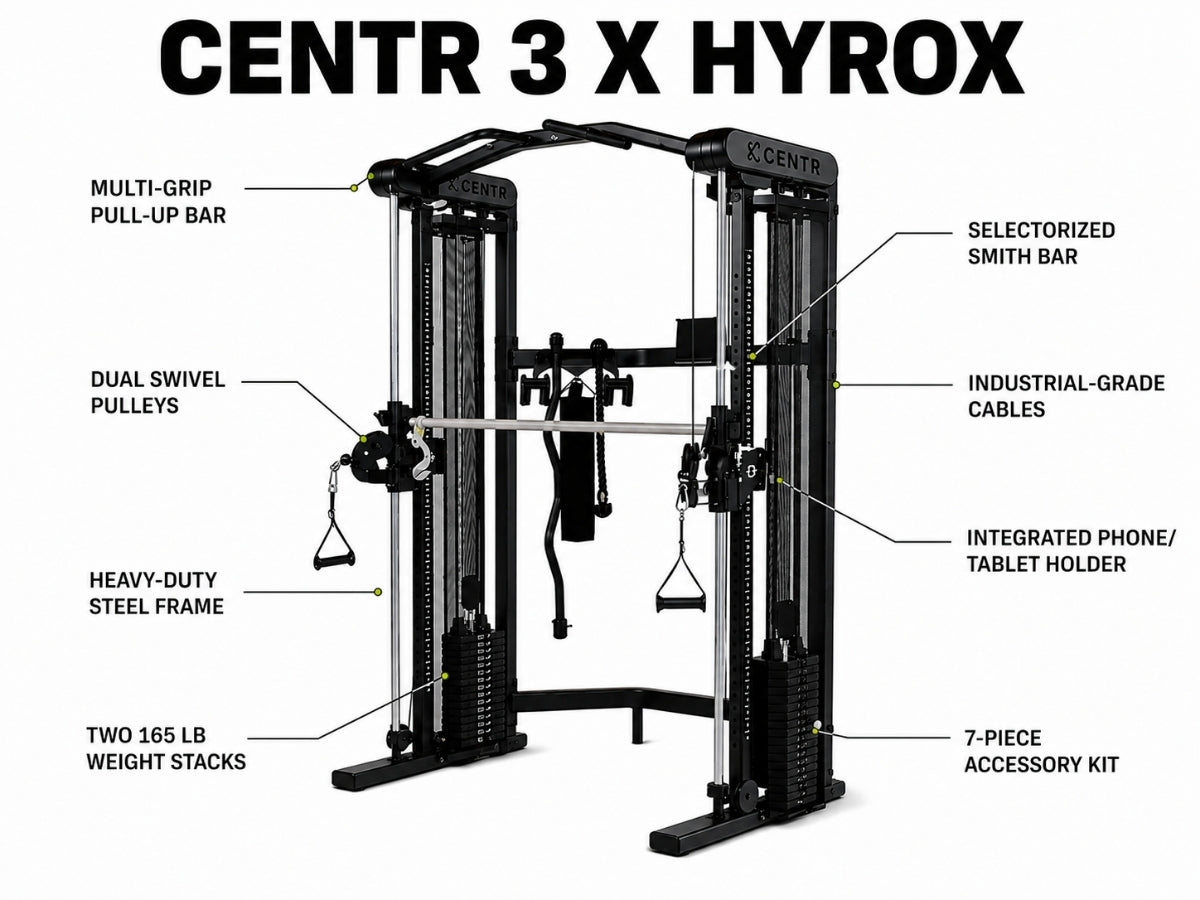 Centr 3 X Hyrox Home Gym Functional Trainer with Selectorized Smith Bar