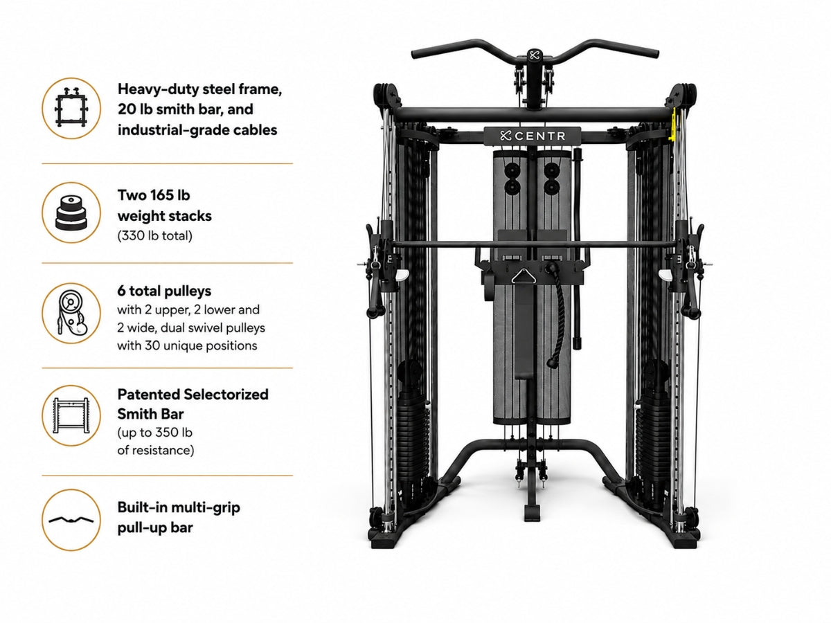 Centr X Hyrox Inspire Series SF6 Home Gym Functional Trainer with selectorized smith Bar