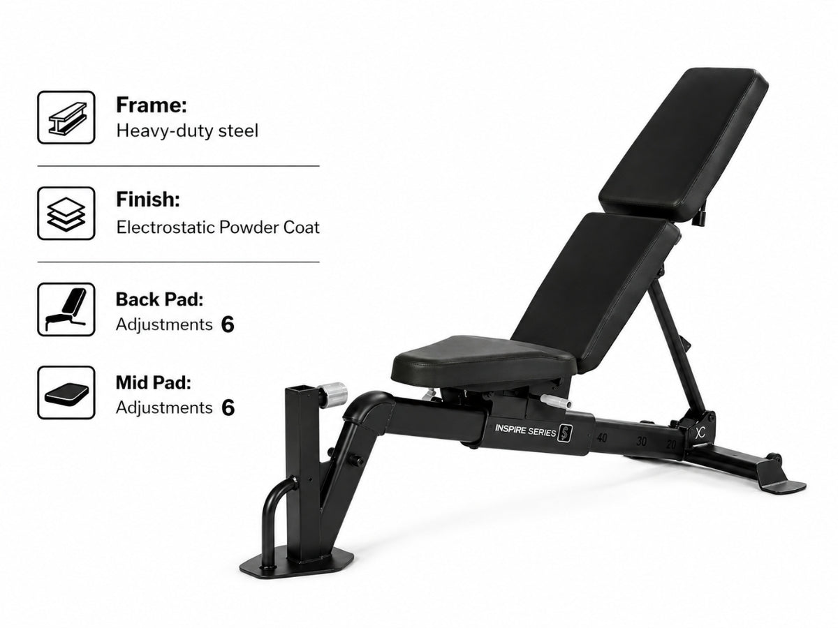 Inspire Series FID7 PRO Multi-Adjustable Weight Bench(takes attachments)