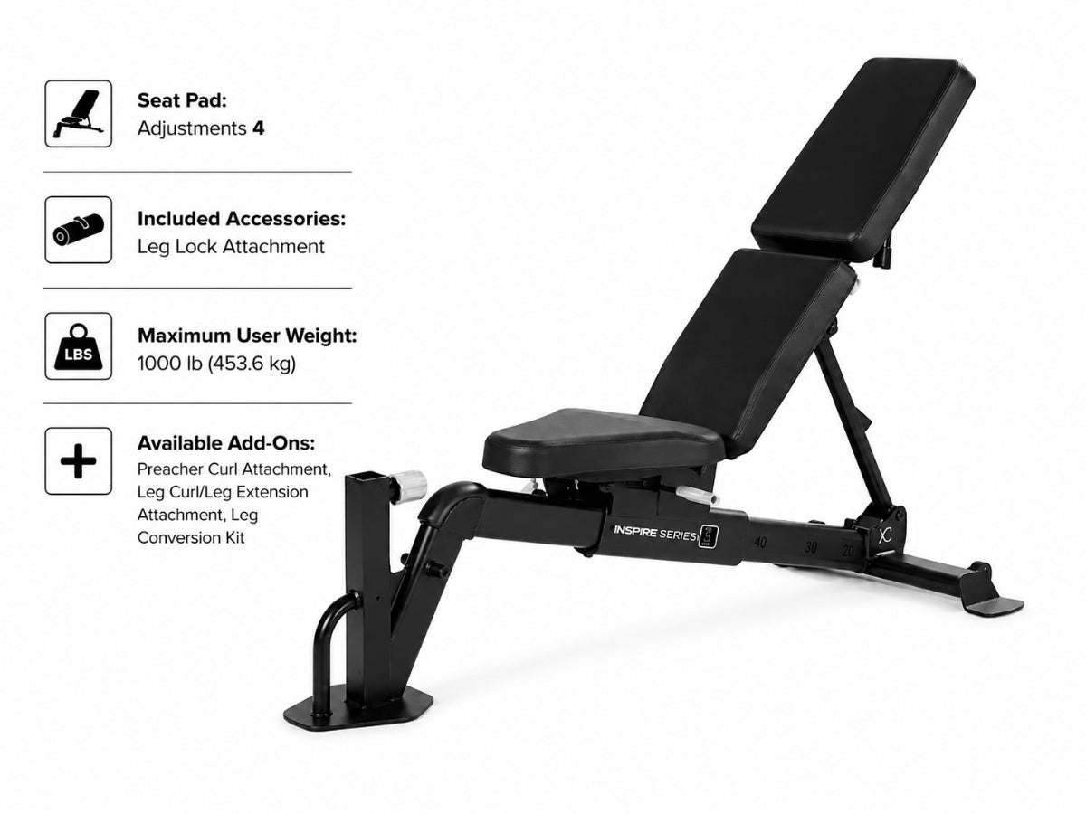 Inspire Series FID7 PRO Multi-Adjustable Weight Bench(takes attachments)