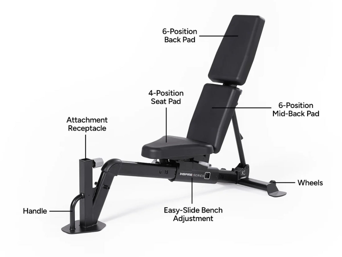 Inspire Series FID7 PRO Multi-Adjustable Weight Bench(takes attachments)