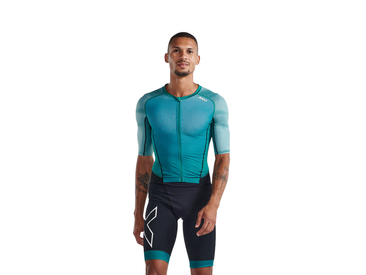 2XU Men Light Speed Sleeved Trisuit Forest Green/Raft
