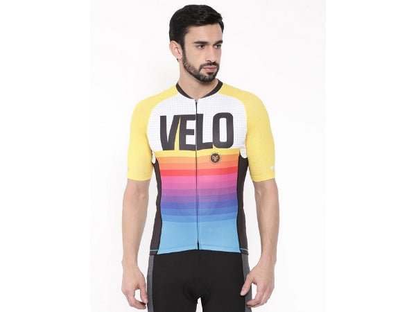 2Go Men&#39;s Cycling Jersey - Velo Love - White-Yellow