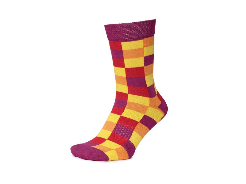 2Go Pull Up Length Cycling Socks - Purple/Yellow