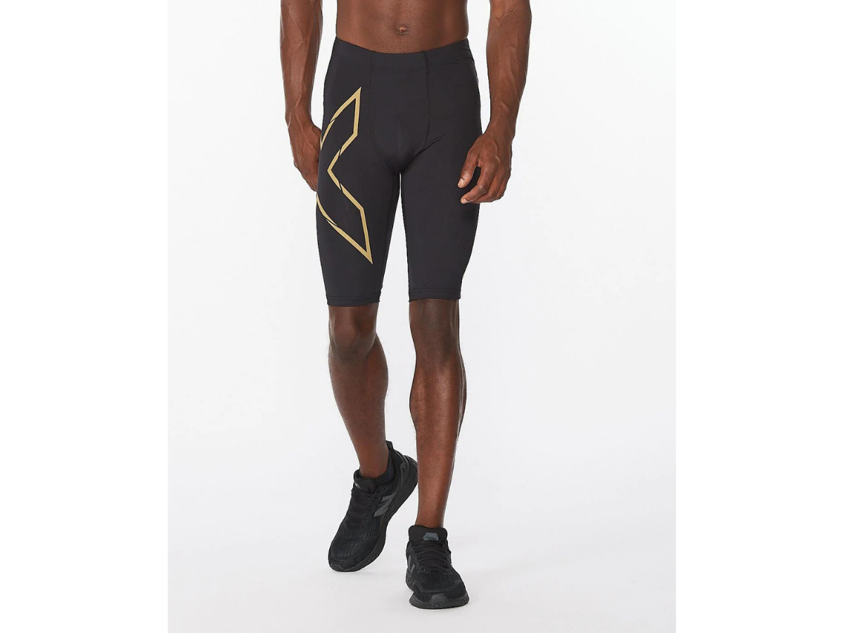 2XU Light Speed Compression Shorts - Black-Gold Reflective