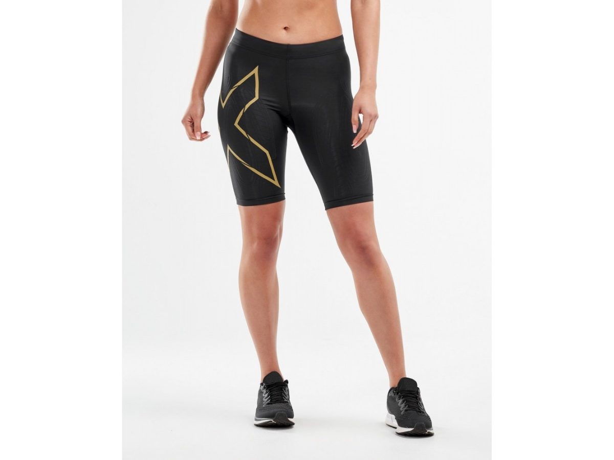 2XU MCS Run Shorts - Black-Gold Reflective