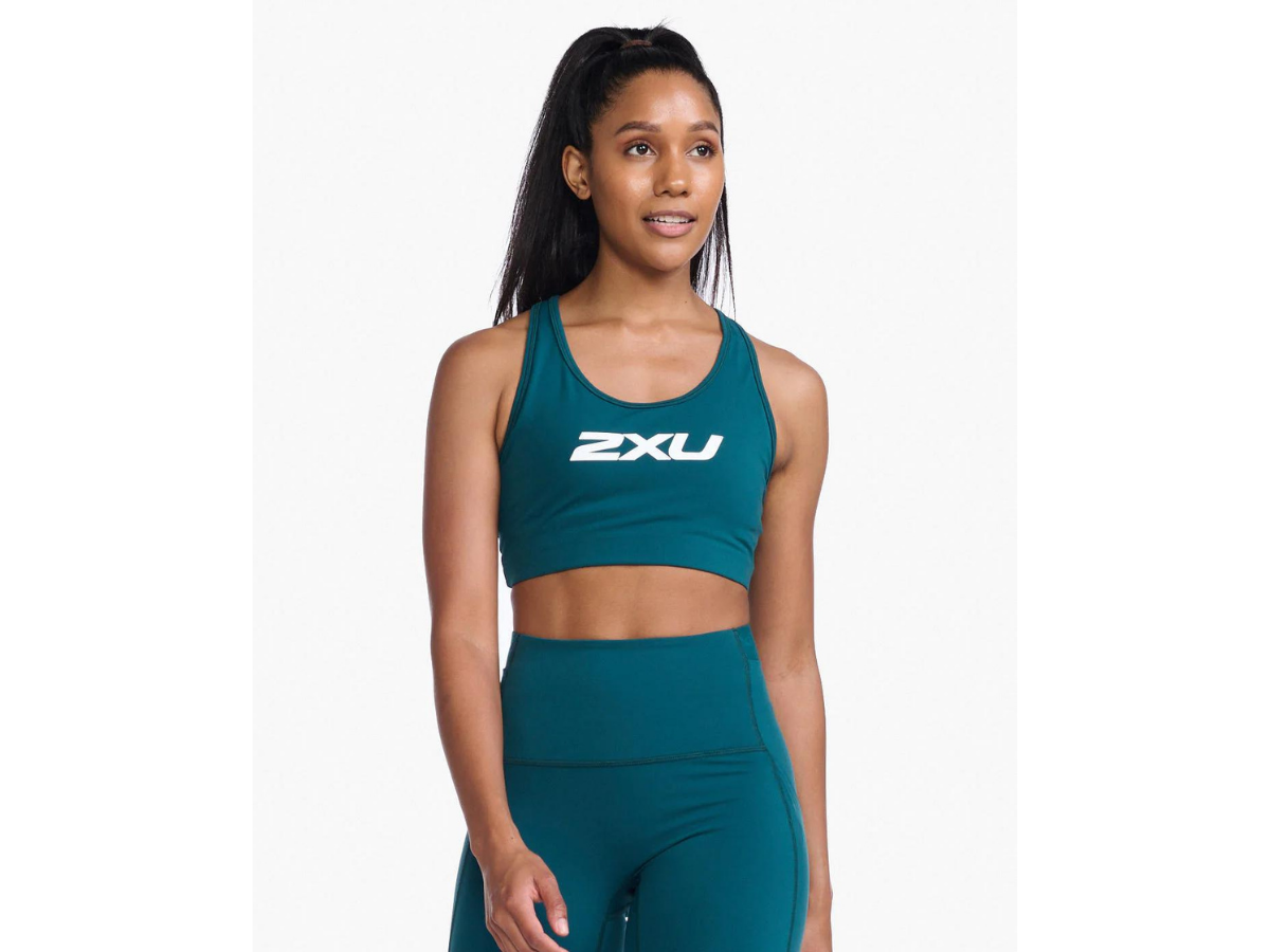2XU Motion Racerback Crop - Deep Jade-White