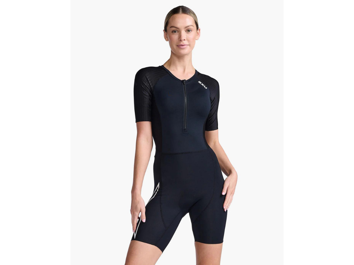 2XU Womens Aero Sleeved Trisuit - Black-White