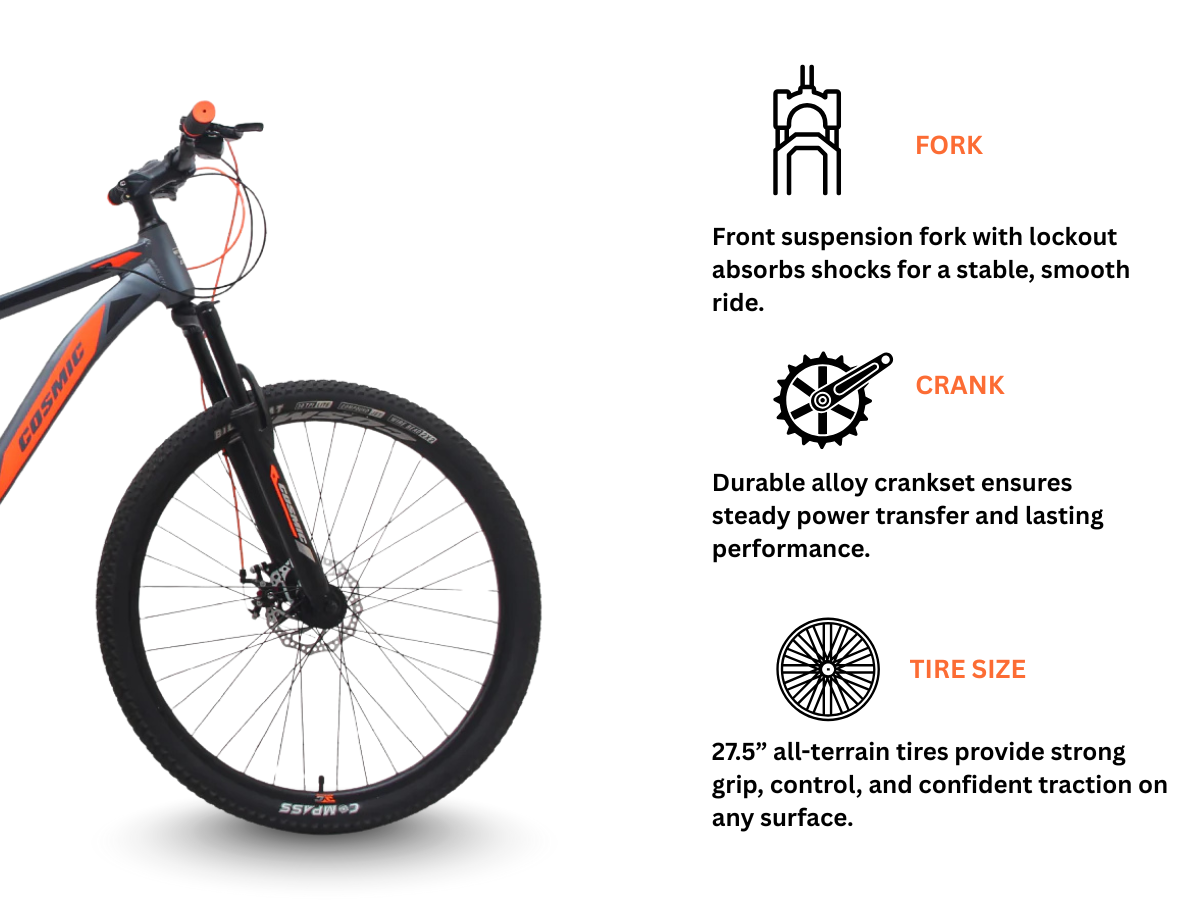 Cosmic 27.5 INDUS 24-Speed Dual Disc Bicycle