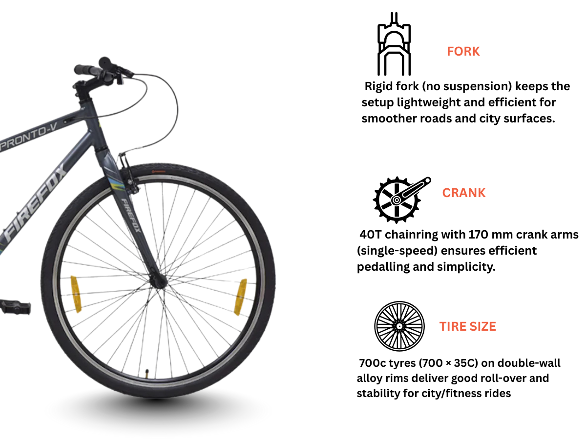 Firefox 700C Pronto V-BRK SS Bicycle