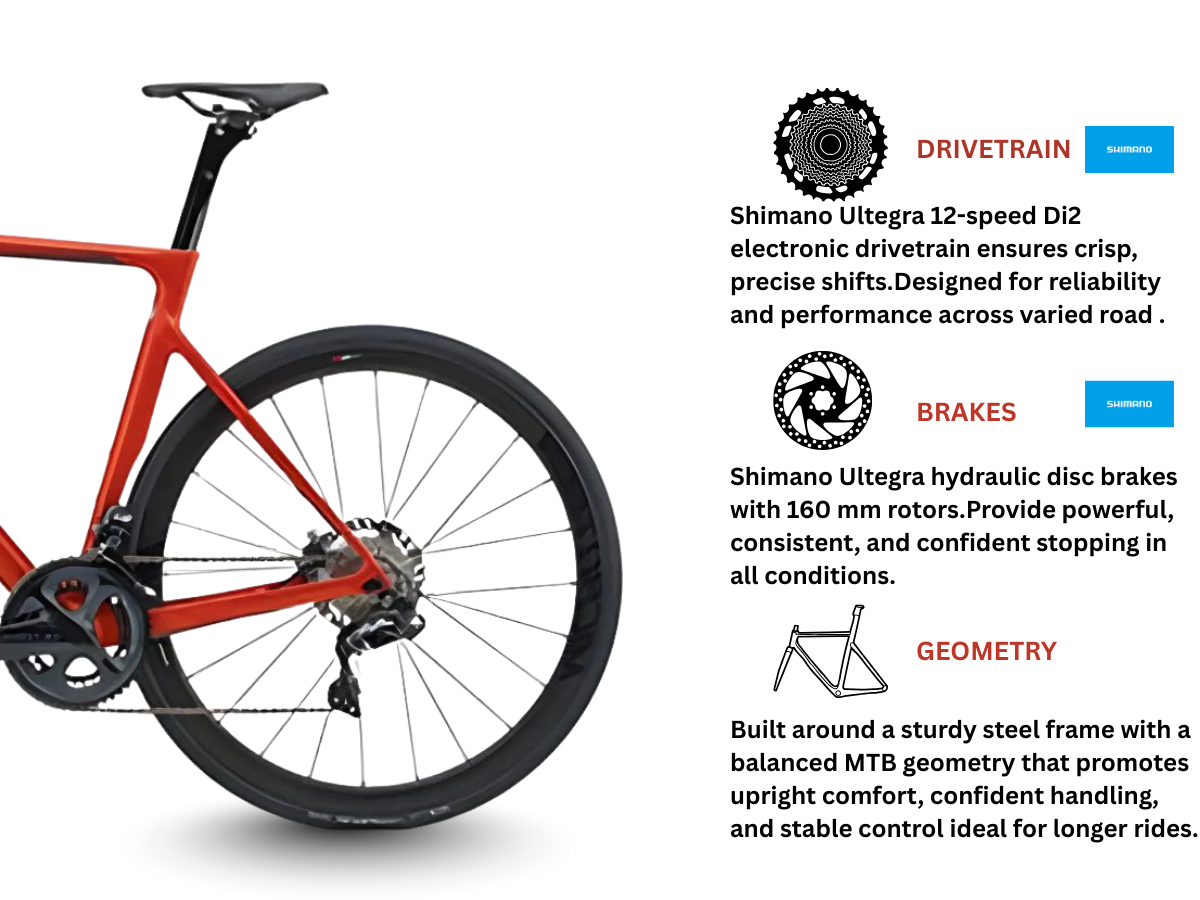 Basso Astra Disc Carbon Shimano Ultegra Samoa Red Hydraulic Disc Brakes 53Cm