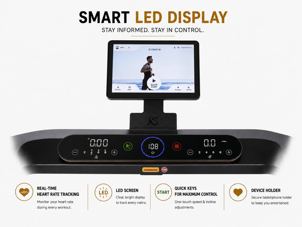 Centr X Hyrox Runr-S Folding Treadmill with 10" Touchscreen - 220V