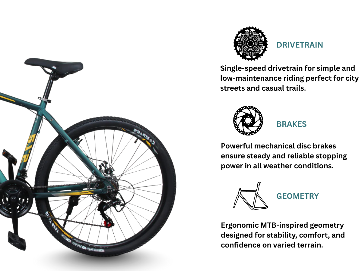 Cosmic 27.5 TERRA Alloy Single Speed Front Suspension Dual Disc Bicycle