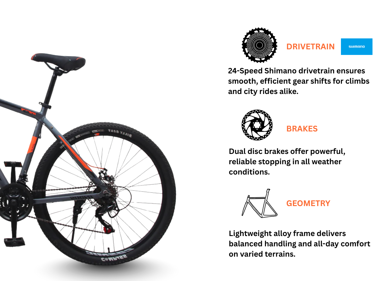 Cosmic 27.5 INDUS 24-Speed Dual Disc Bicycle