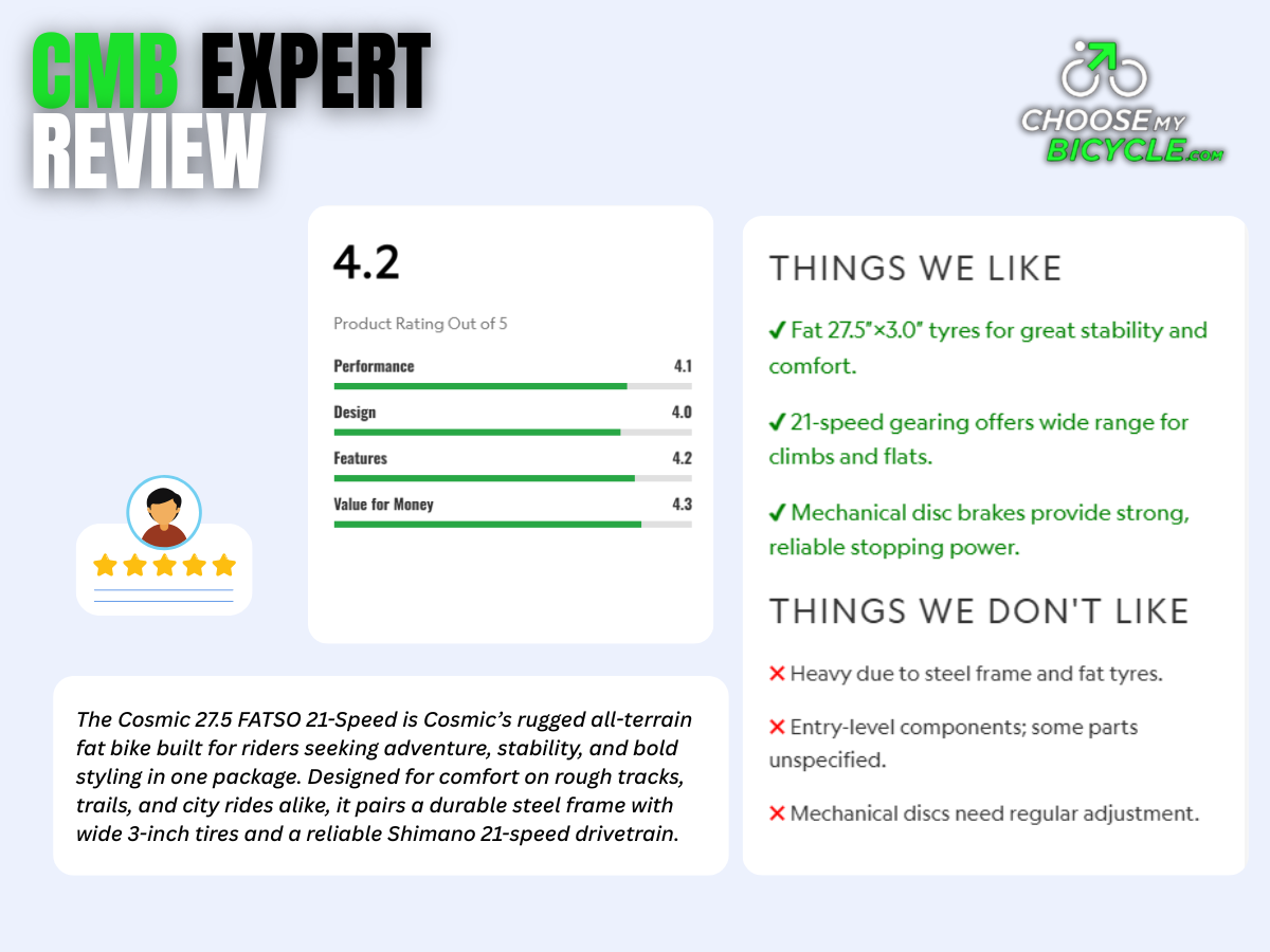 Cosmic 27.5 Fatso 21-Speed FS Bicycle