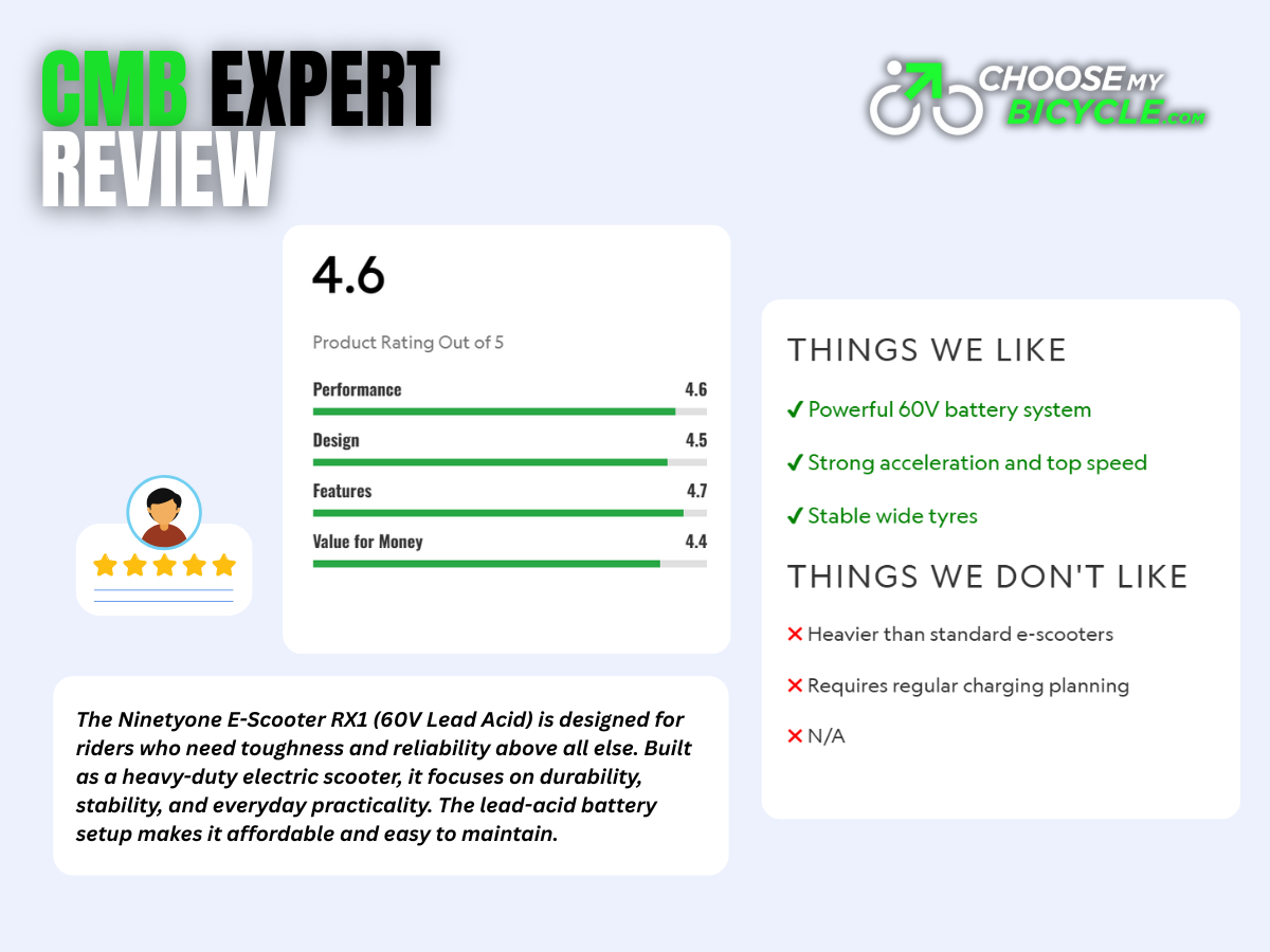 Ninetyone E-Scooter Rx1 (60 V Lead Acid) Heavy Duty