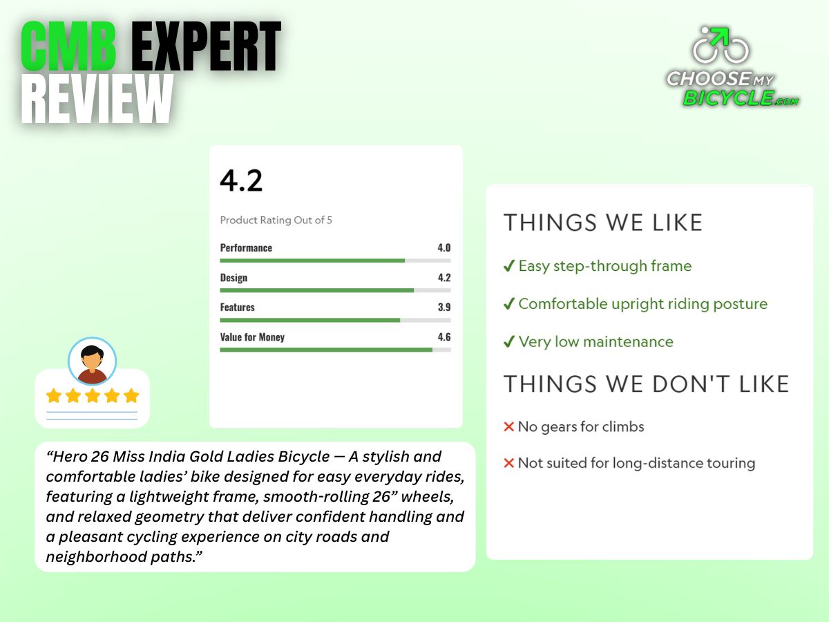 Hero 26 Miss India Gold Ladies Bicycle