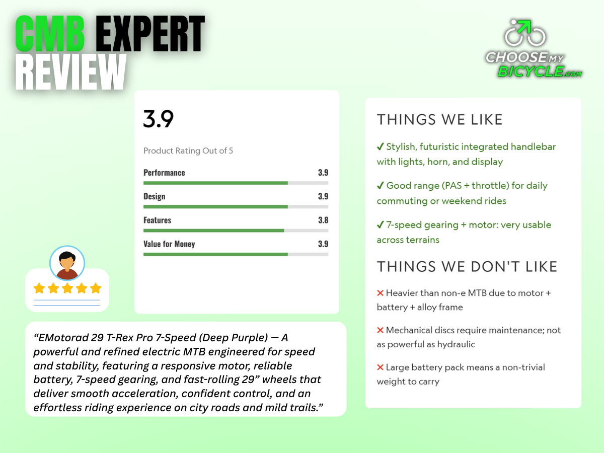 EMOTORAD 29 TREX PRO 7 SPEED E-CYCLE DEEP PURPLE