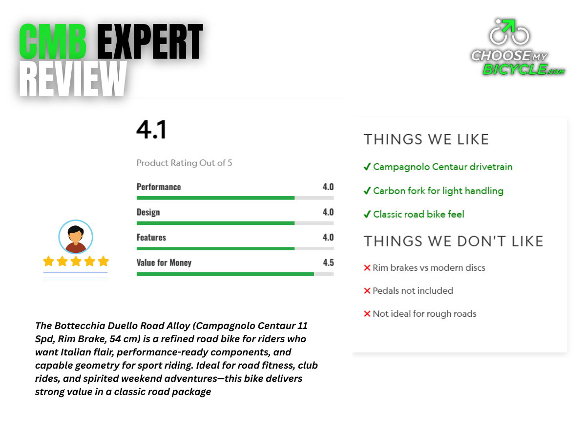 Bottecchia Duello Road Alloy Grey Camganolo Centaur 11 Spd Rim Brake 54Cm