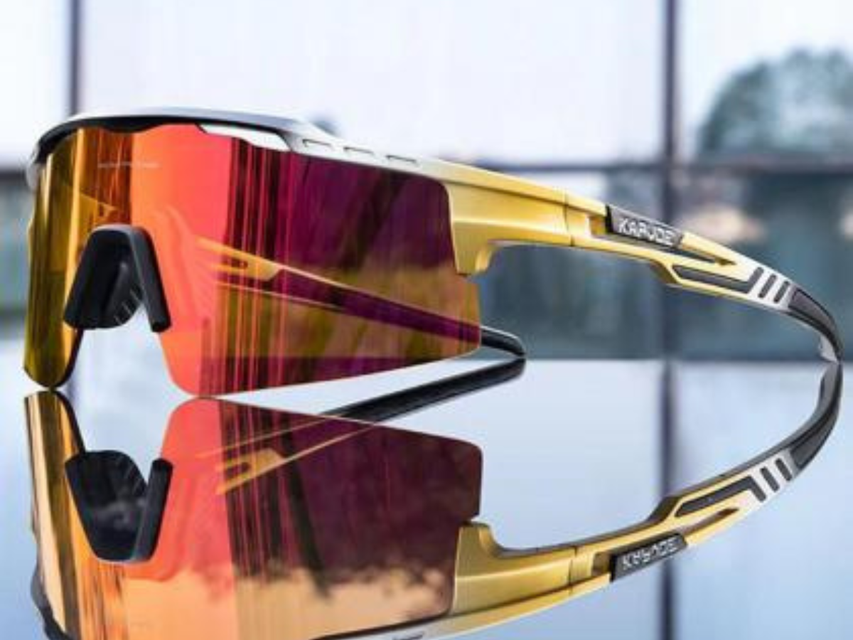 Kapvoe X75 Half Frame Sports Sunglasses-Red/Gold