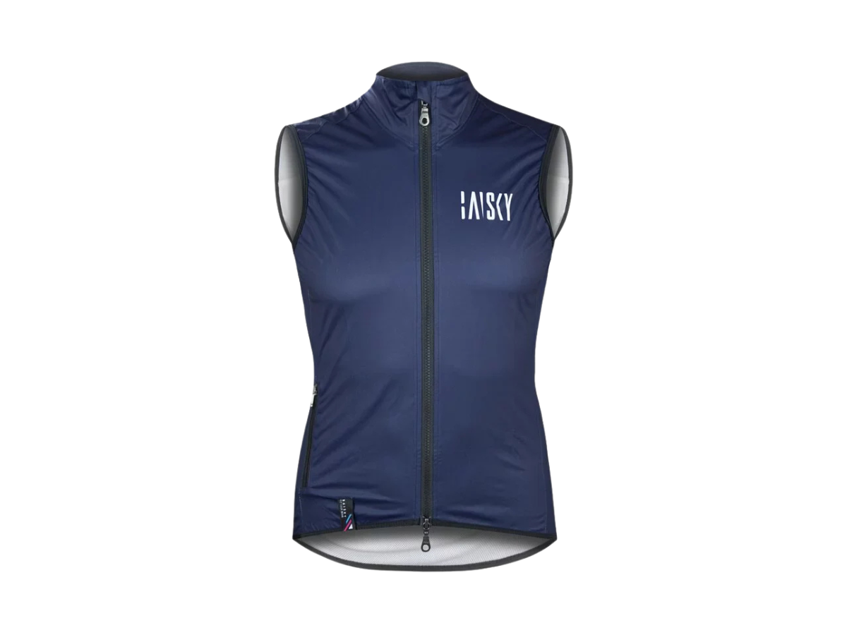 Men Double Zipper Wind Vest - Bk Blue - Large