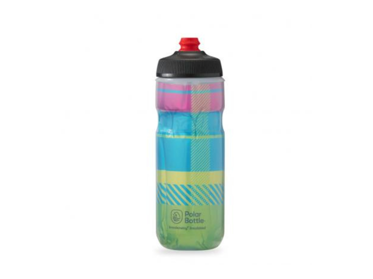 Polar Breakaway Insulated Tartan Bottle-Highlighter Green/Blue (590ml)