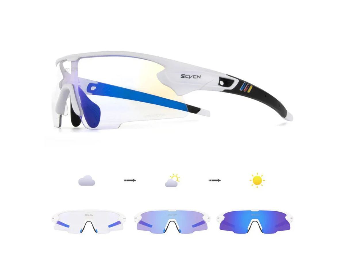 SCVCN S2 Coloured Photochromic Sunglasses-Blue/White