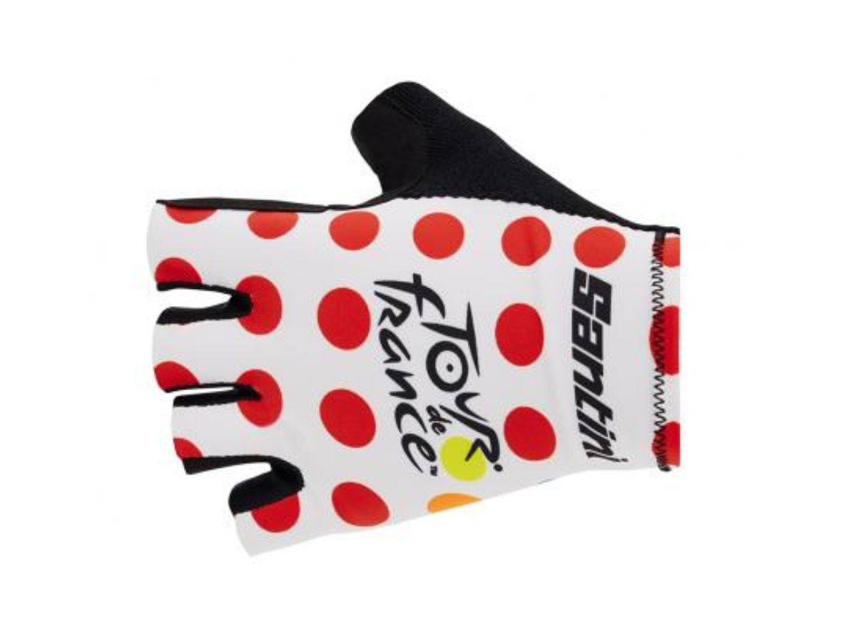 Santini Tour De France Kom Leader Gloves-Polka Dots