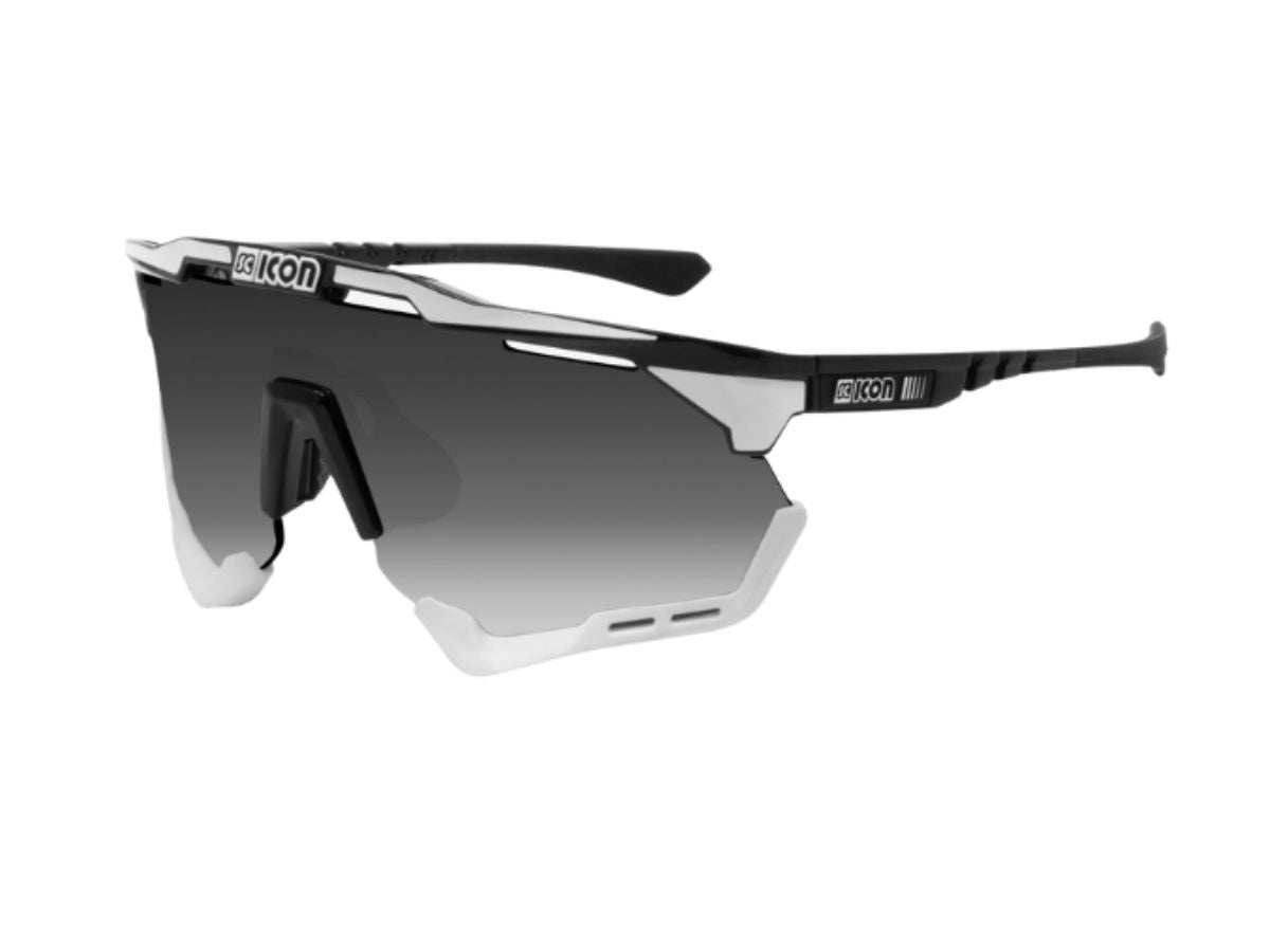 Scicon Eyewear Aeroshadexl Frame Black Gloss/White Stripes Multimirror Silver+Rain Clear F White Np Black