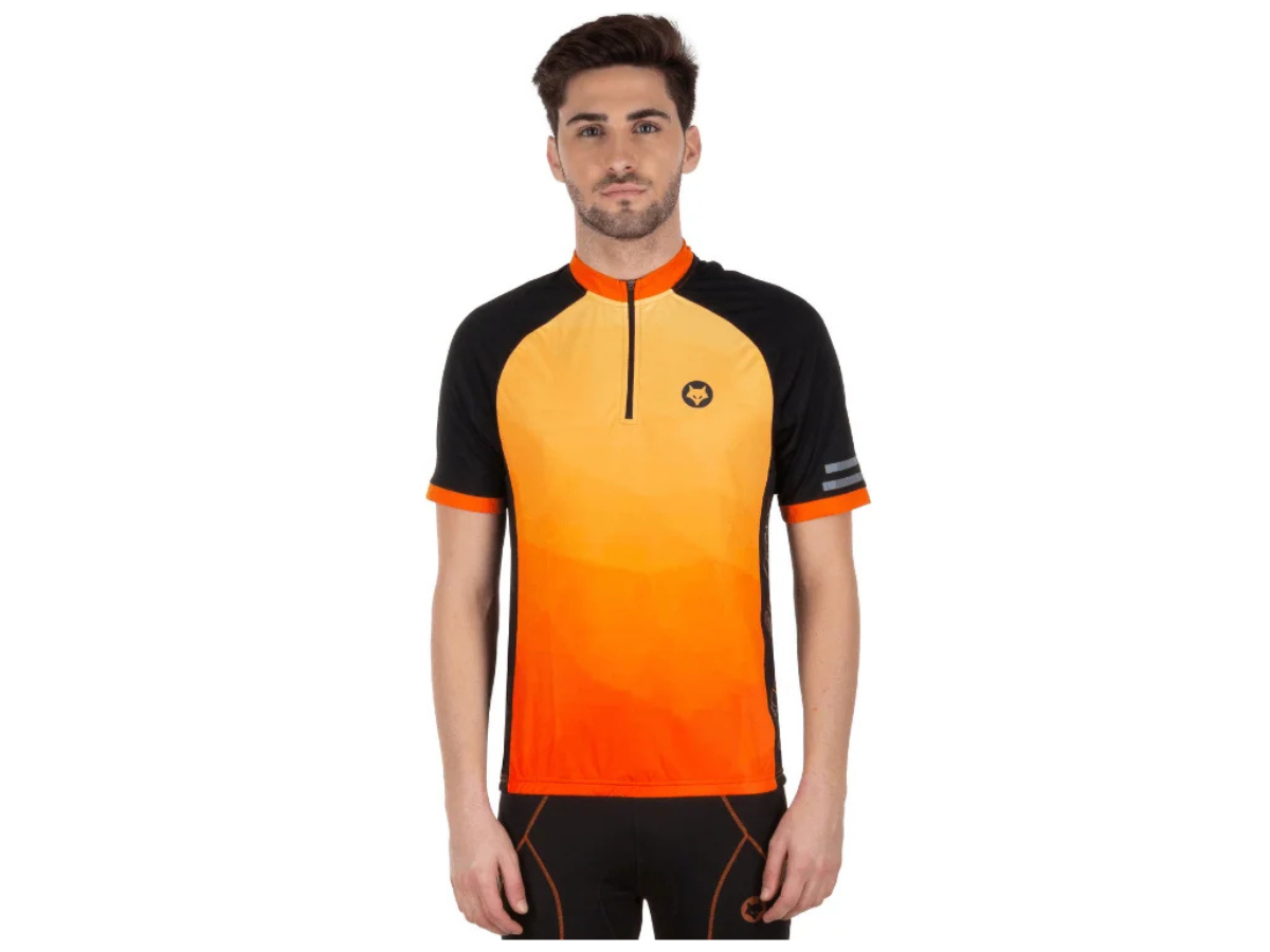 Cycling Half Sleeve Jersey Orange Black L (WC)