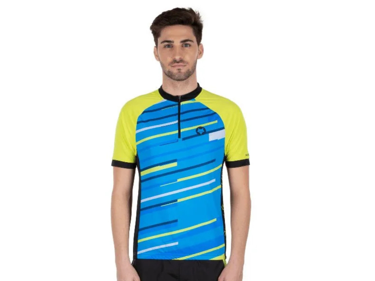 Cycling Half Sleeve Jersey Blue/Neon Green L (WC)