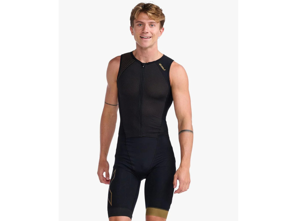 MT6660D Light Speed Front Zip Trisuit BLK/GLD S