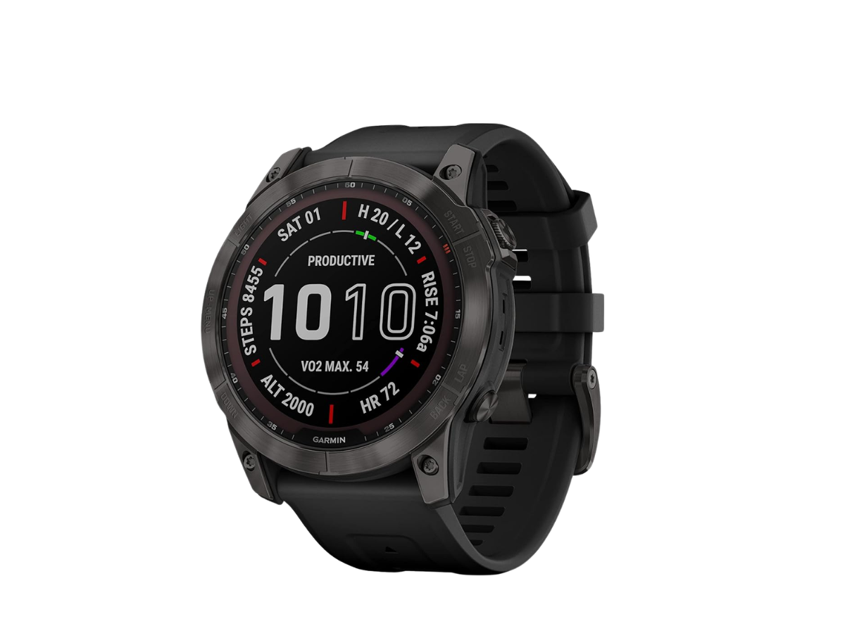 Garmin Fenix 7X Solar,Saph,Carbon Gray Ti W/Metal Band (Comes With One Extra Black Silicon Band Foc)