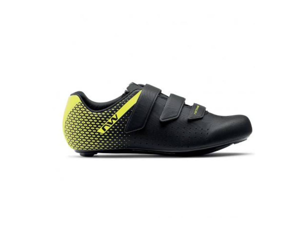 Northwave Core 2 Road Shoes-Black/Yellow Fluo
