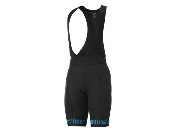 Ale Strada Bibshorts - Black-Fluo Cyan