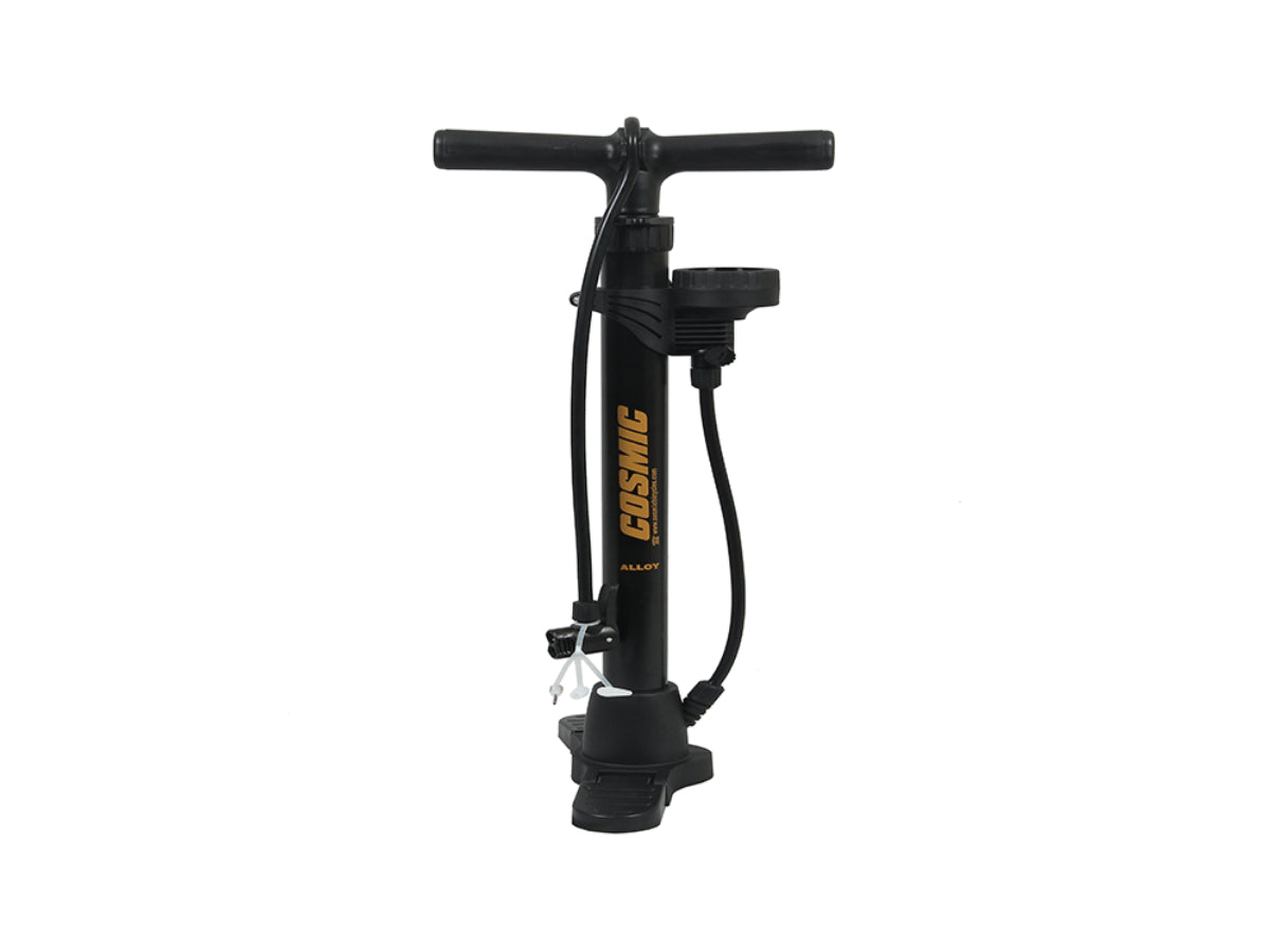 &quot;Cosmic alloy floor pump with gauge – high-pressure bicycle pump with accurate pressure meter and durable build&quot;

