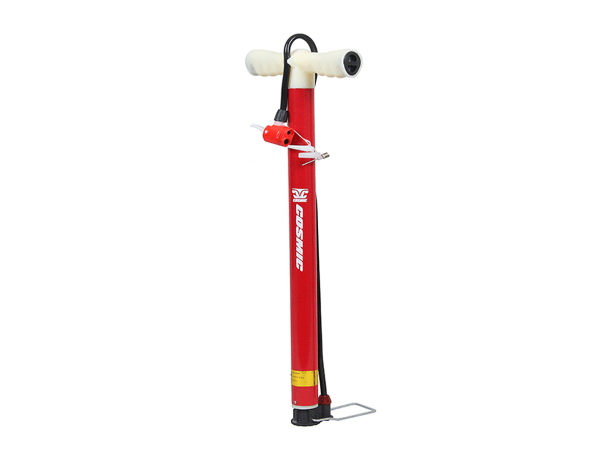 "Cosmic plastic floor pump – lightweight and efficient bicycle pump for home and travel use"


