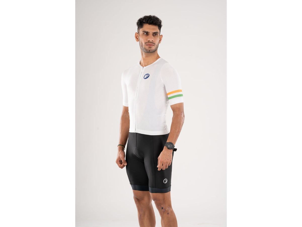 Apace Unisex Cycling Race Fit Bharat 2.0 Jersey - White