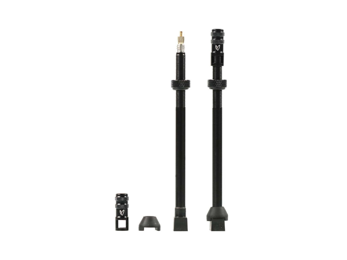 “Effetto Mariposa tubeless valve 100mm in black – durable bike valve set, pack of 2”







