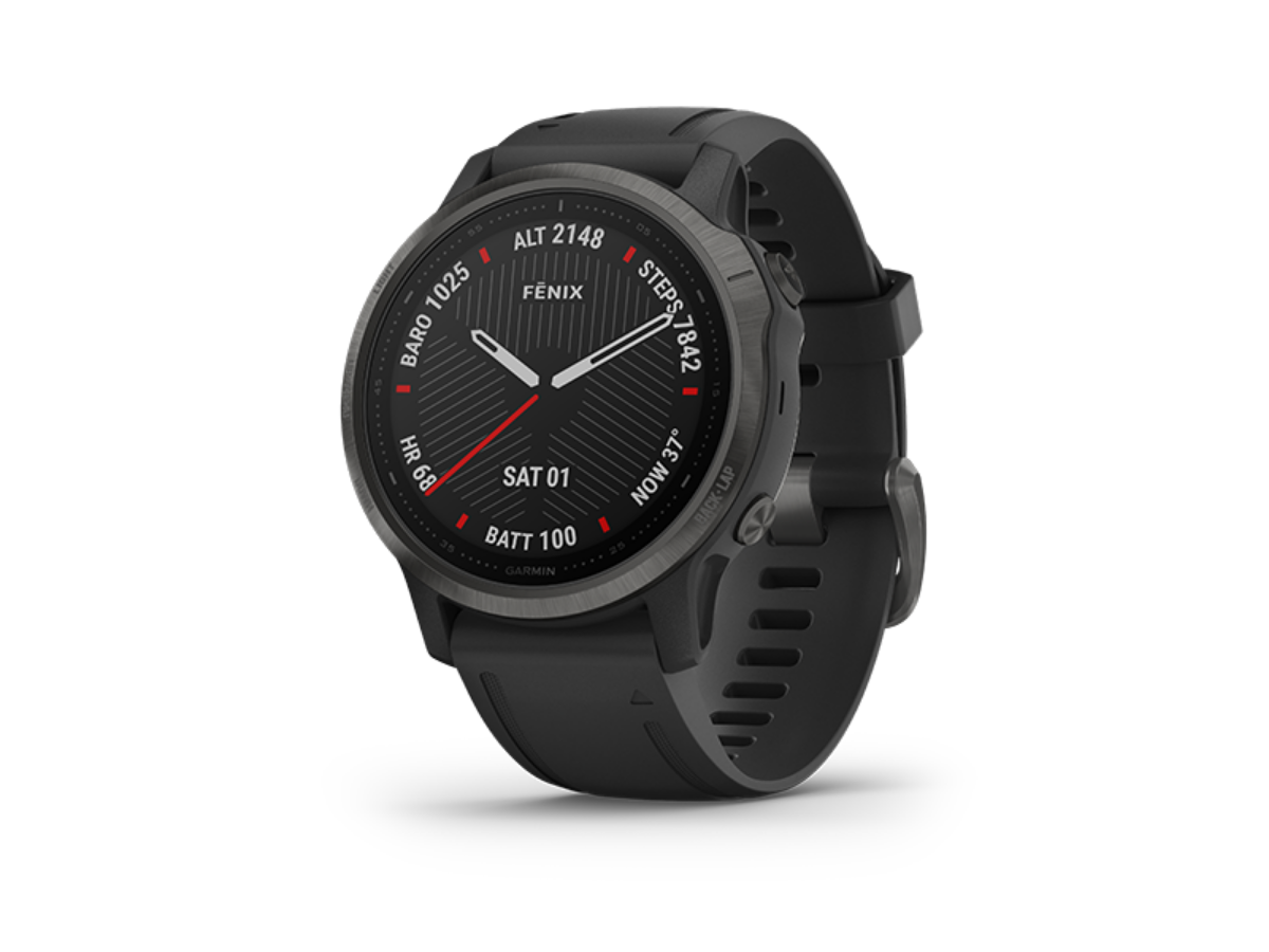 Garmin Fenix 6S Sapphire - Carbon Grey DLC Silicon Band